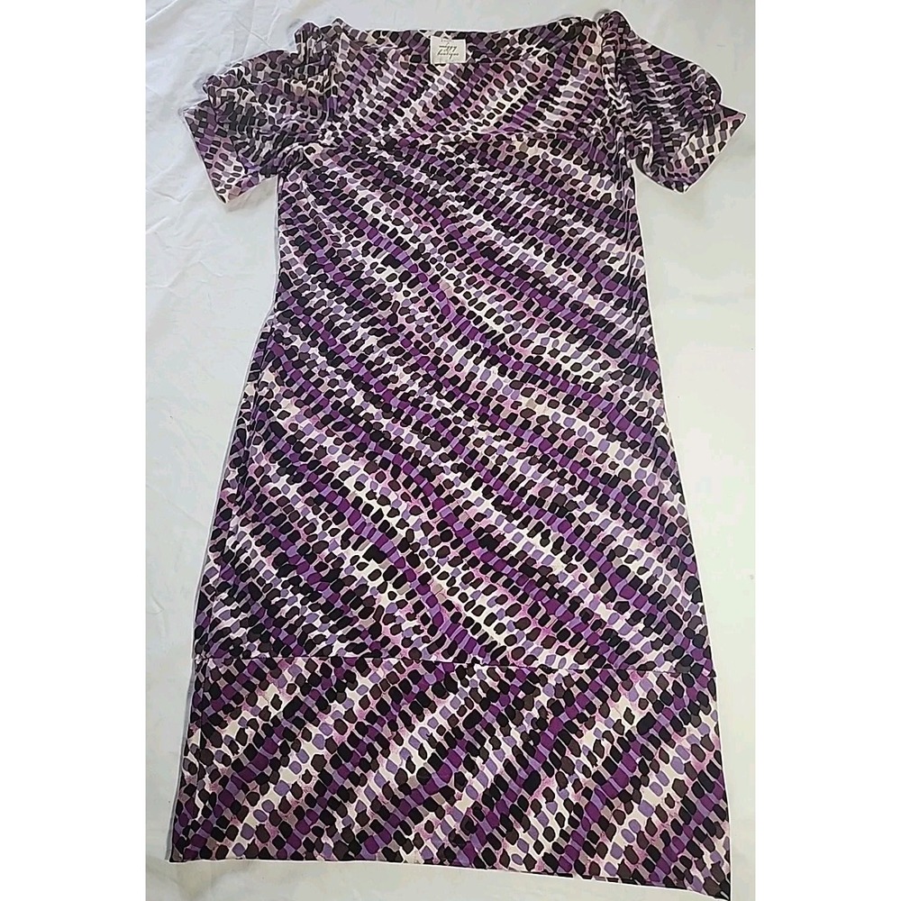 Suzi Chin For Maggy Boutique Purple  Pencil Dress Bubble Shot‎ Sleeve Size 2